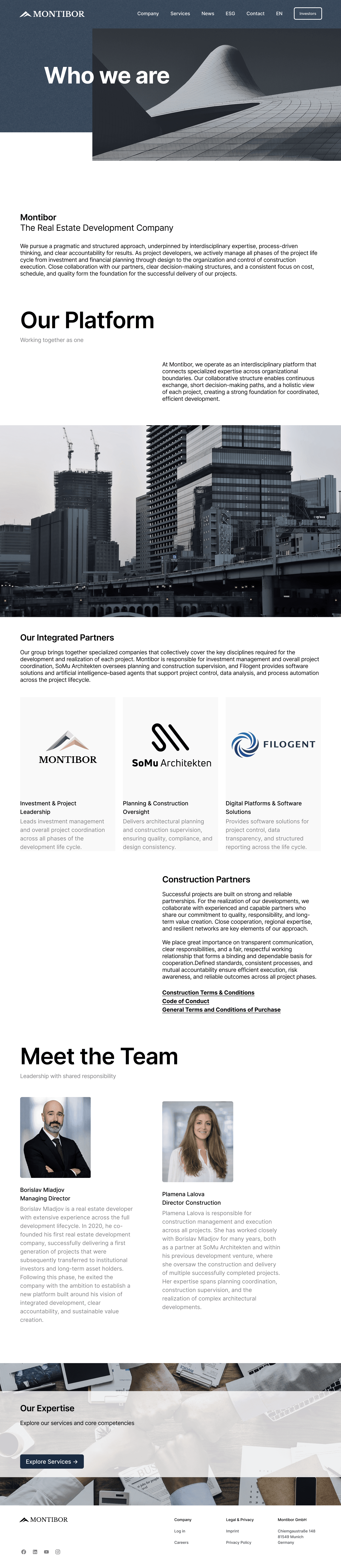 Montibor company page screen
