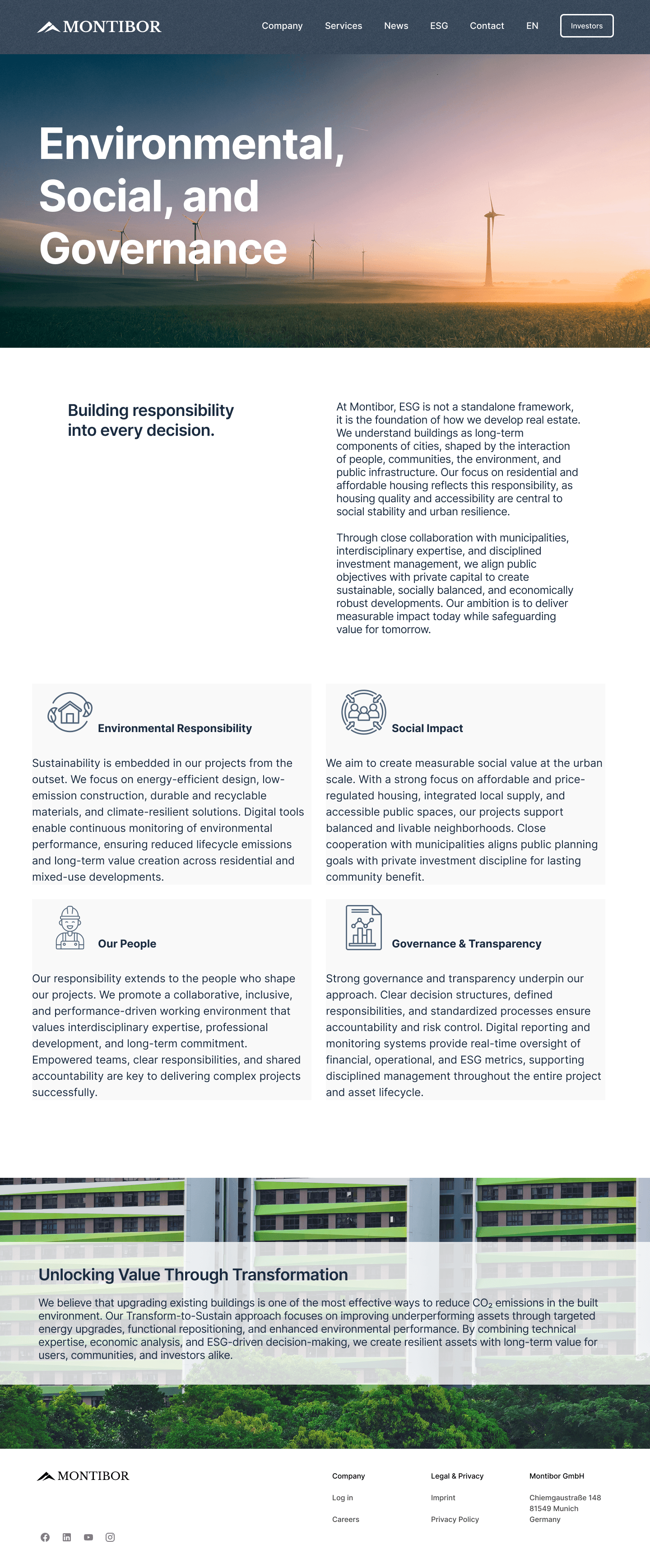 Montibor ESG page screen